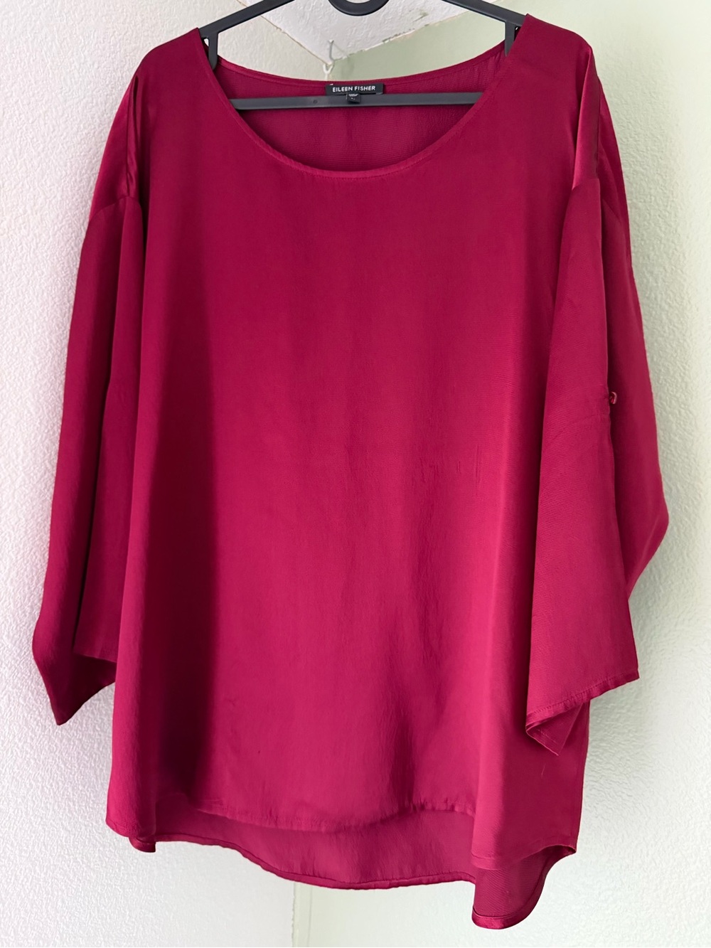 Cranberry Red 100% Silk Eileen Fisher Top - L